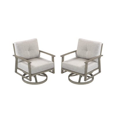 SeeHill Aluminum Outdoor Swivel Sofa Chairs, 2-Piece Set, Weatherproof Patio Swivel Armchairs with 5.9
