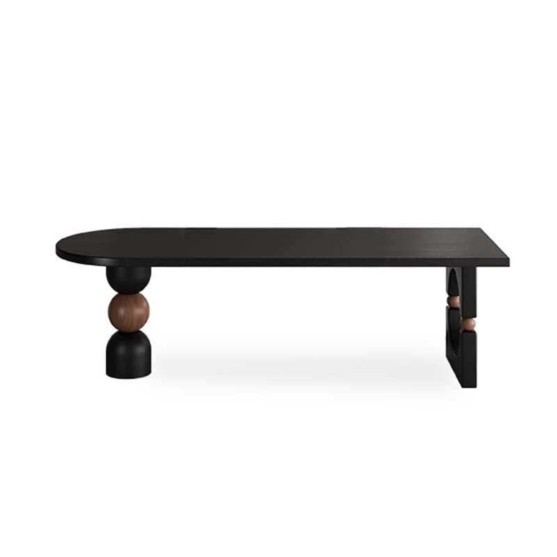 Bureau en bois massif noir + brun noisette, 29.53" H x 86.61" W x 23.62" D