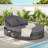 Outdoor Patio Daybed with Adjustable Backrests, Foldable Cup Trays, Ergonomic Wave Design, High-Density Cushions, and Weather-Resistant Galvanized Steel Frame.-129594952