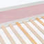 Lit superposé double avec tiroirs et tablettes de rangement, conception moderne en bois à deux tons, meubles de chambre à coucher peu encombrants, blanc et rose-133491255