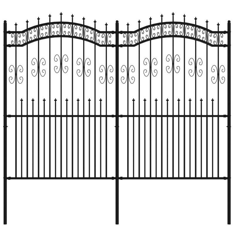 Ciclali Black Metal Fence Panels, 222cm H x 240cm W x 0.5cm D