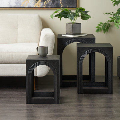 Cole And Grey Metal Nested Accent Table With Arched Cutouts