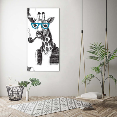 Giraffes With Glasses - Wrapped Canvas Print