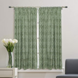 Fabdivine Soft Cozy Pure Linen White Sage Green 27x89 Inches Handmade Block Print 1 Panel Summer or Spring, Kitchen Window Pinch Pleated Hook Curtains Farmhouse Floral Pattern, Superstar