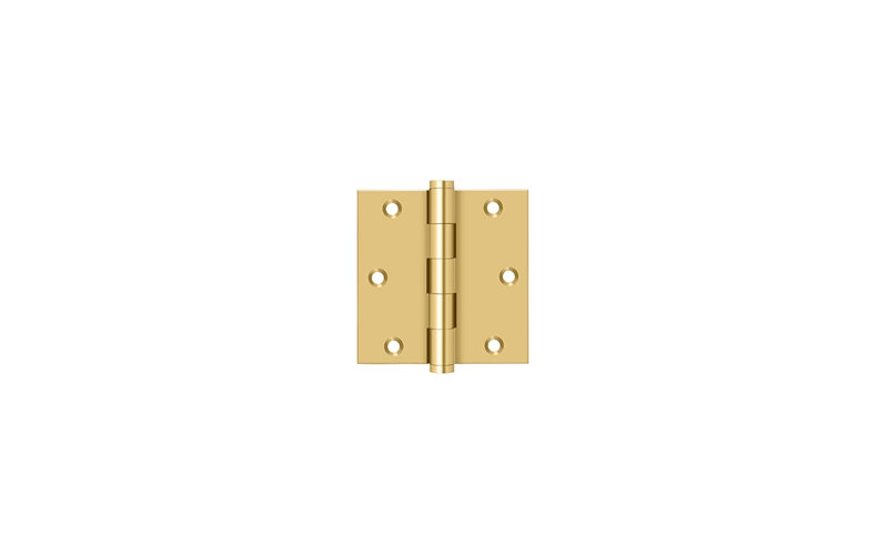 Charnière carrée Deltana CSB35 3 1/2 po x 3 1/2 po en laiton poli par dépôt physique en phase vapeur