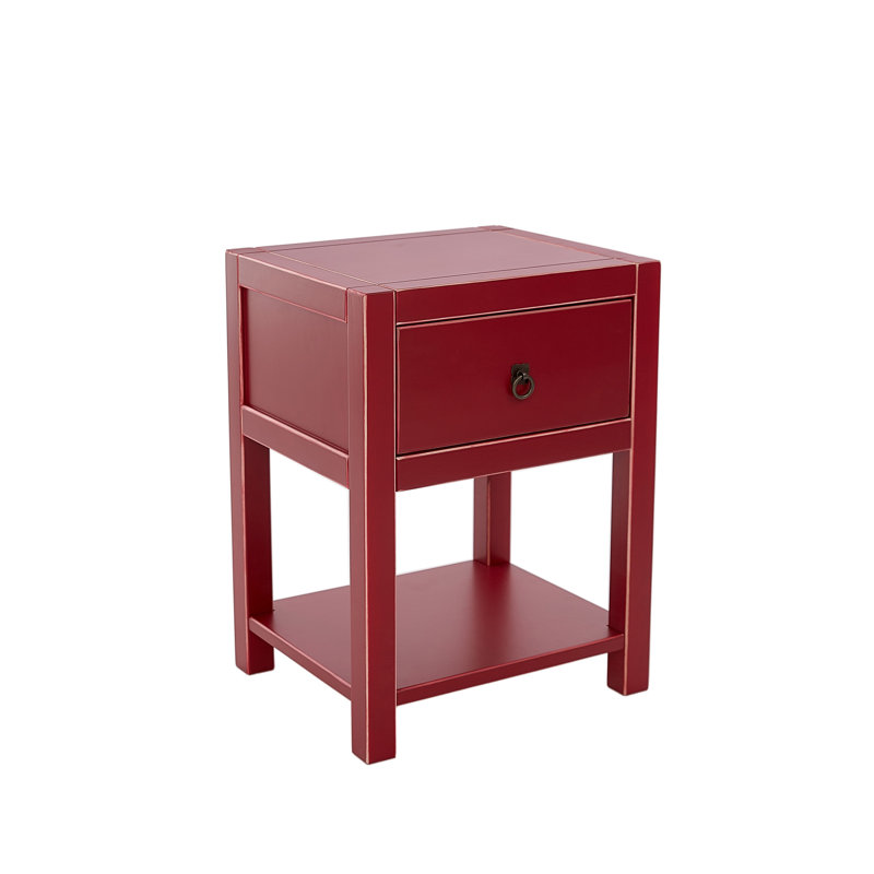Chavez 41cm W Solid + Manufactured Wood Bedside Table, Red