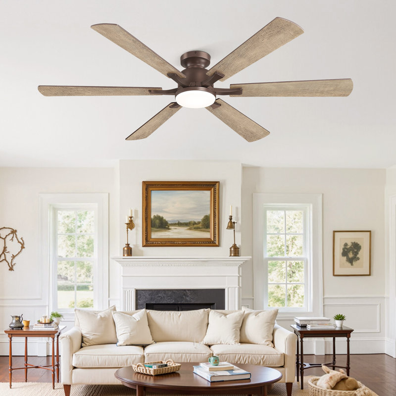  Ventilateur de plafond encastré moderne en bronze huilé 52 "avec lumière et télécommande Cissline pour chambre à coucher / salon / salle à manger