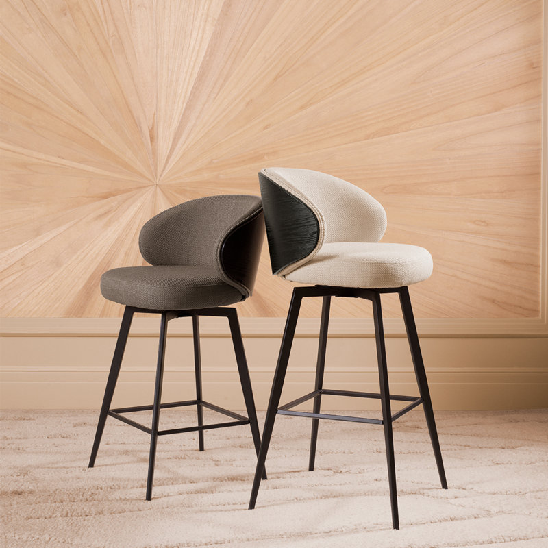 Swivel Upholstered Stool with Metal Frame, Scalea Sand, Bar Stool (30.71" Seat Height)
