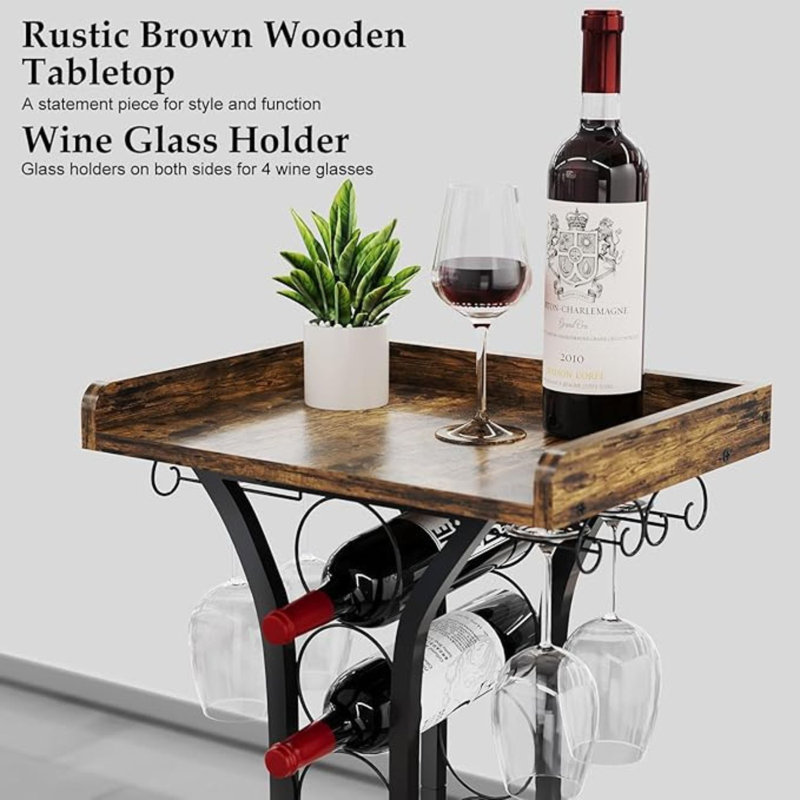 Latitude Run® Freestanding Floor Wine Rack & Mini Bar Table Stand | Wayfair