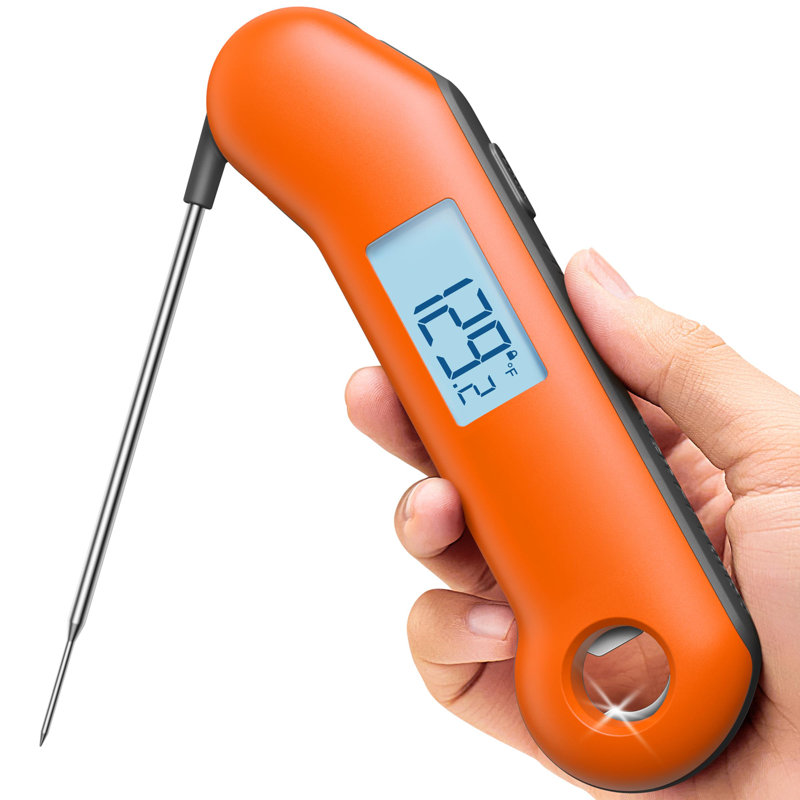 Professional Meat Thermometer Digital, Ultra-Fast 0.5 Sec Instant Read, NIST Certified ±0.5°F Accuracy, 100% Waterproof, Auto-Rotating Backlit Display, Lift-To-Wake, For BBQ/Candy