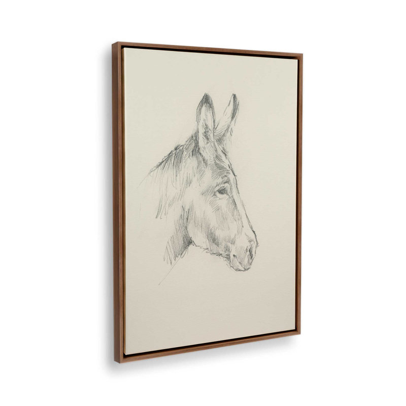 «Donkey Study I» par Ethan Harper, reproduction d'art, H 32 po x l 24 po, Brun