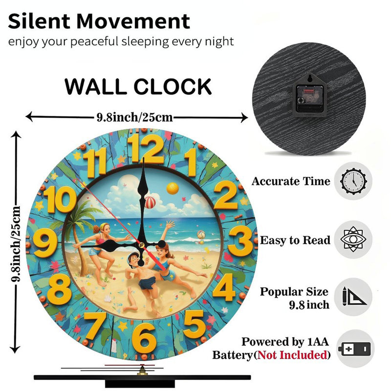 horloge d'été enfants jouant au volleyball