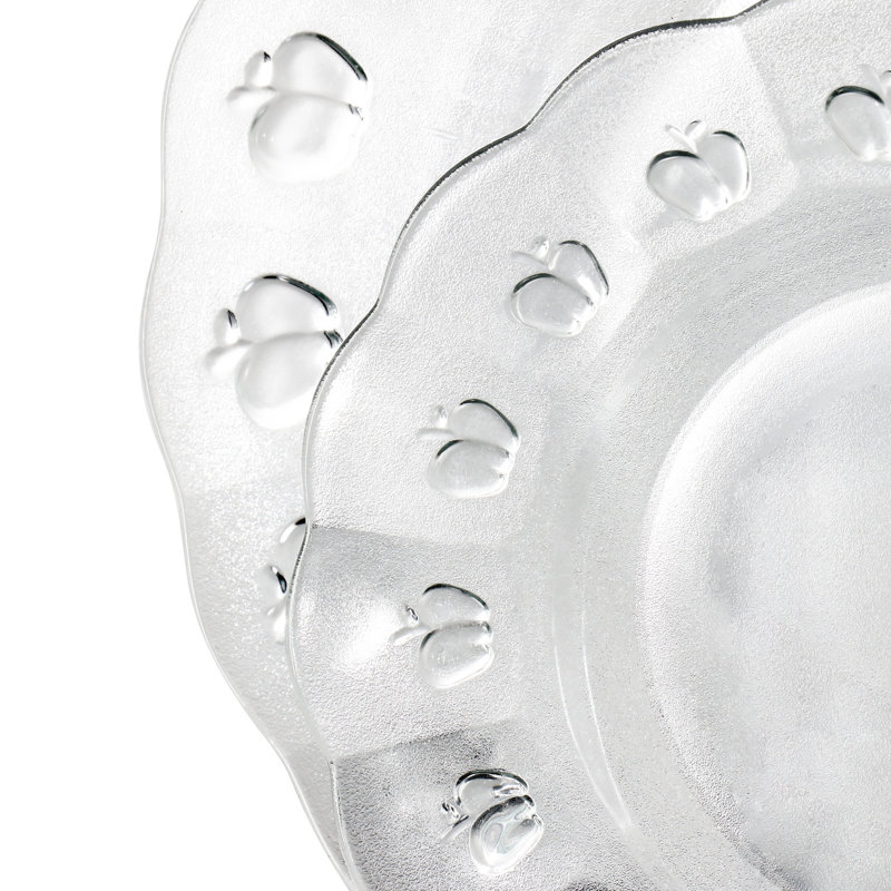 Gibson Home 12 Piece Apple Delight Textured Glass Dinnerware Set in Clear