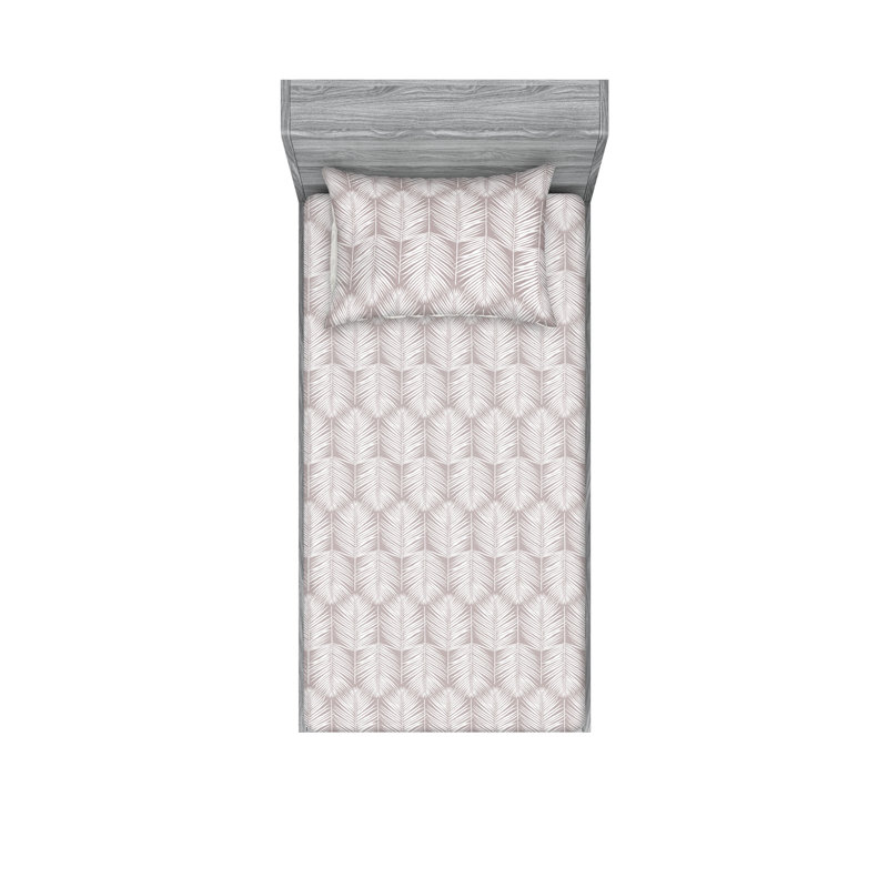 Microfiber Floral Sheet Set, Twin Sheet Set + 1 Pillowcase, Warm Taupe