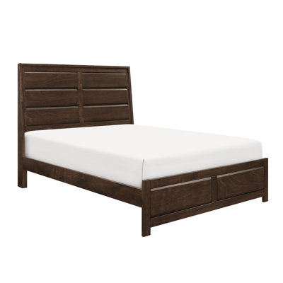 Grand lit contemporain Finish, meuble de chambre à coucher en bois