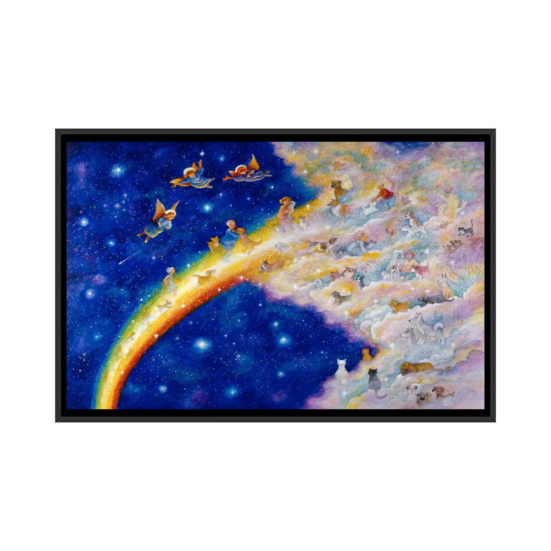 « arc-en-ciel », impression sur toile, H 18 po x l 26 po x P 1,5 po, Toile avec cadre noir, Pas de tapis