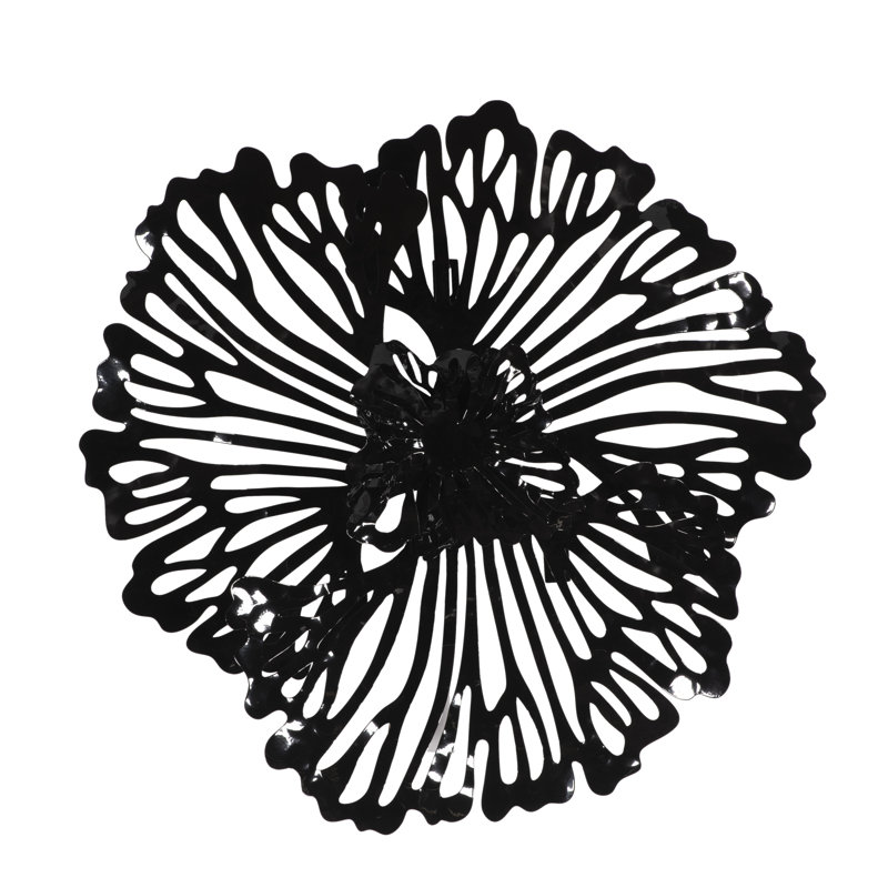 Flower Wall Art Extra Small Metal, Black