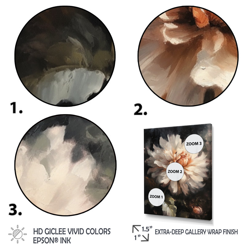 «Cream Lotus Floral Dreams I», reproduction sur toile, H 32 po x l 24 po x P 1 po, Cadre flottant doré