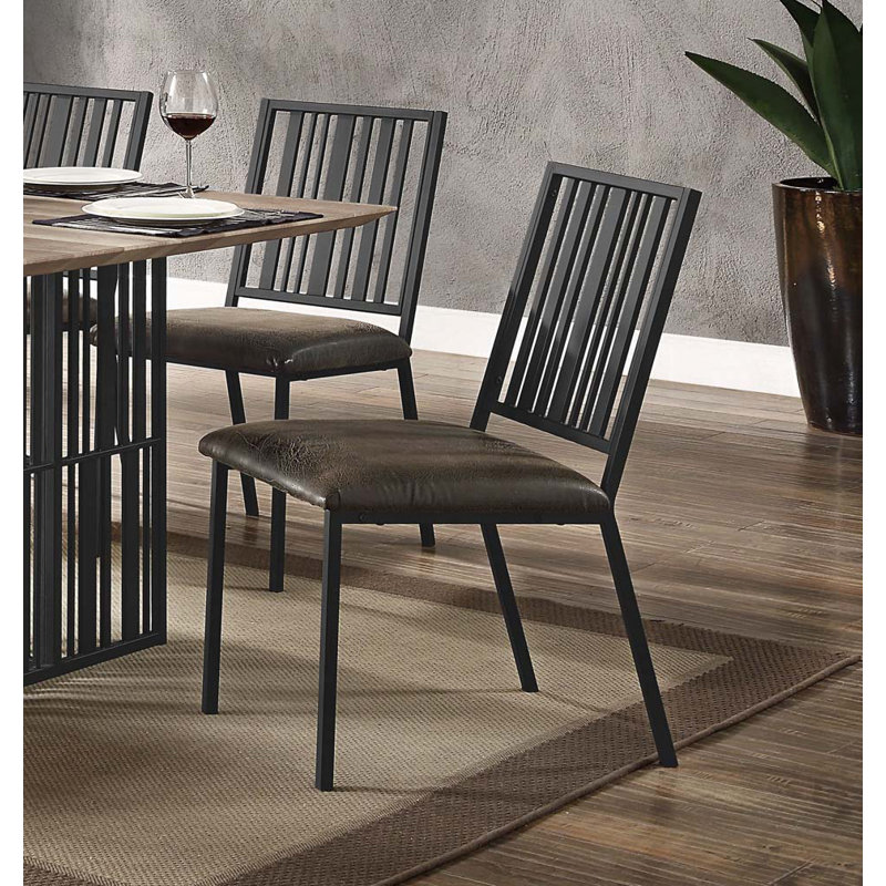Chaise de salle à manger rembourrée en cuir synthétique à dossier noir