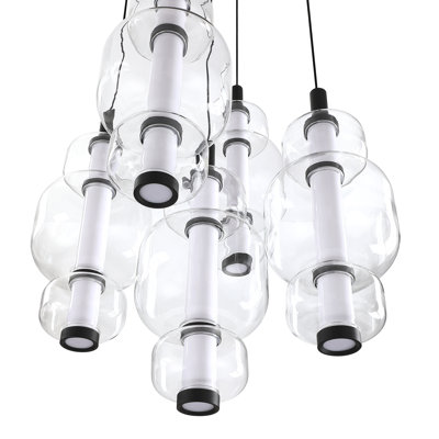 Elegant SOLICA 5-Light LED Pendant With Adjustable CCT & Borosilicate Glass Shades