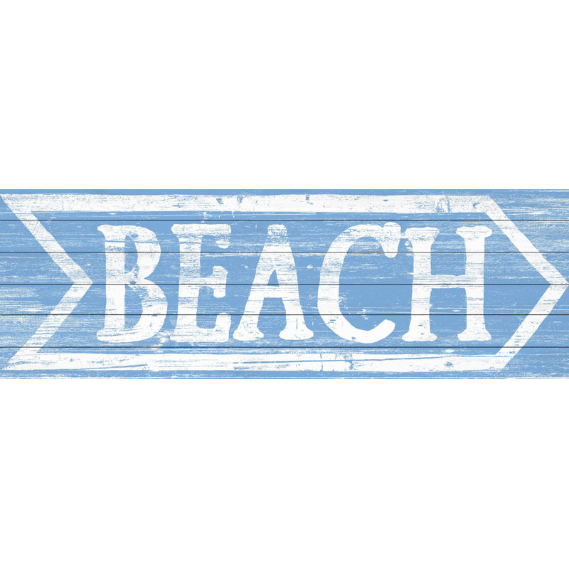 Reproduction d’art textuel sur bois, "Beach This Way", H 10 po x l 30 po x 1,5 po
