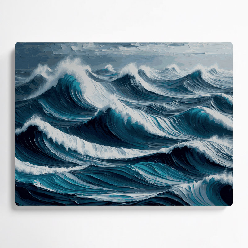 Art mural gris en métal Coastal Wave, H 20 po x l 30 po
