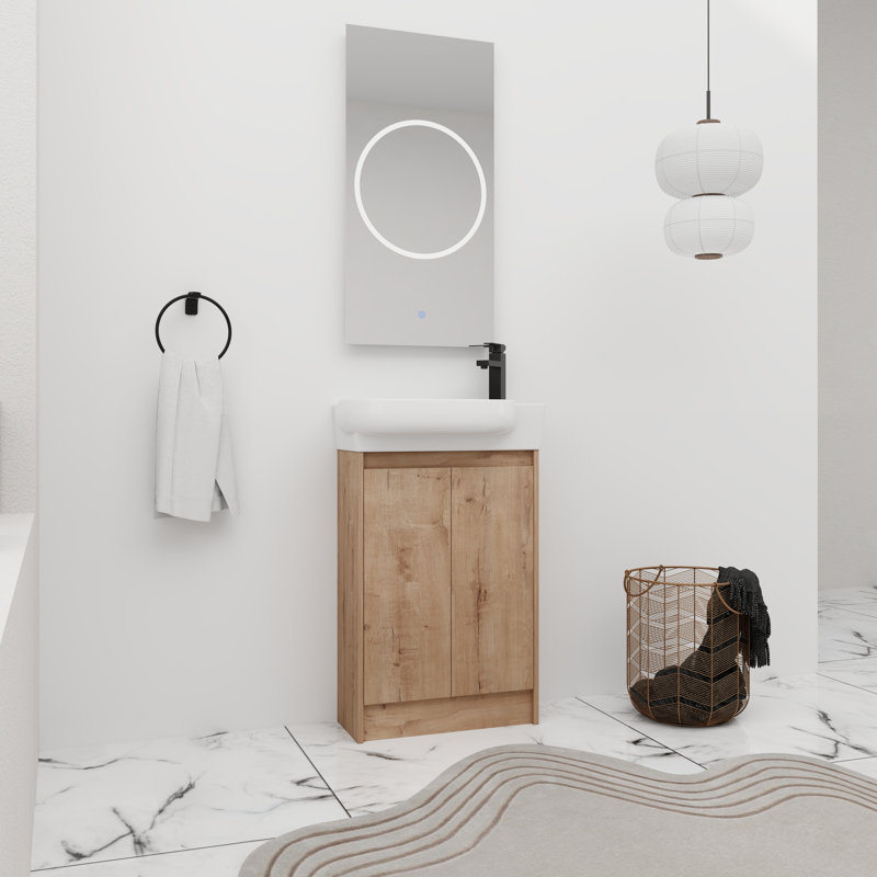 Meuble-lavabo simple 23 po avec comptoir en céramique, Brun
