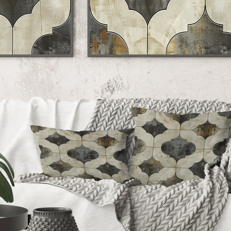 Coussin Beige Modern Trellis II - Modern, H 16 po x l 16 po