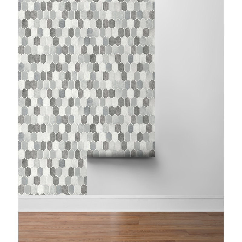 Rouleau de papier peint adhésif L 18 pi x l 20,5 po Machado, gris