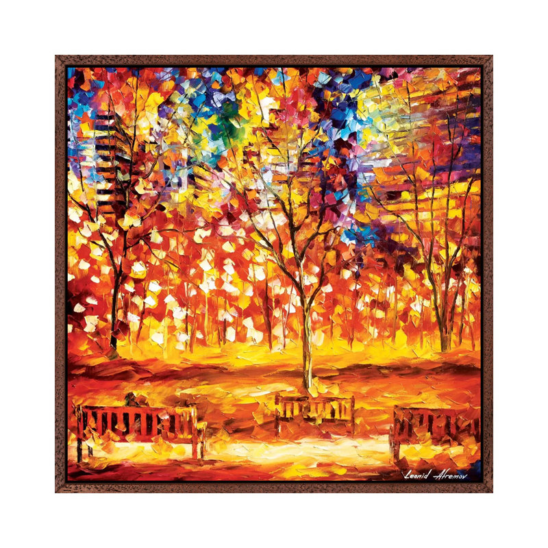 View From The Park by Leonid Afremov - Painting on Canvas, 45.72 cm H x 45.72 cm W, Classic Wood Framed Canvas