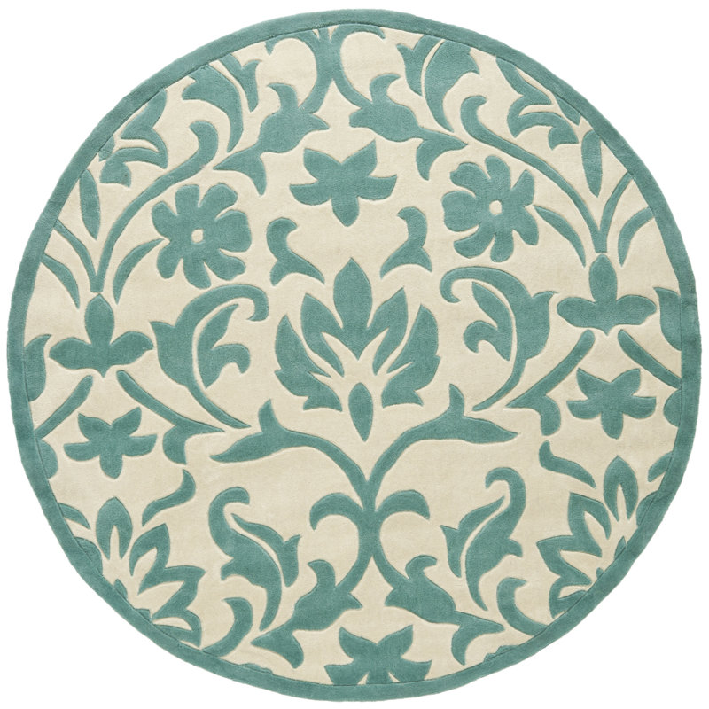 Modern Art Hand Tufted Performance Floral Rug, Round 6'6"
