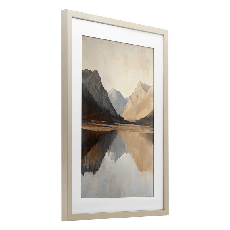Terracotta Reflections Lake Landscape, reproduction encadrée sous verre, design par Petal Prints Design, H 20 po x l 14 po