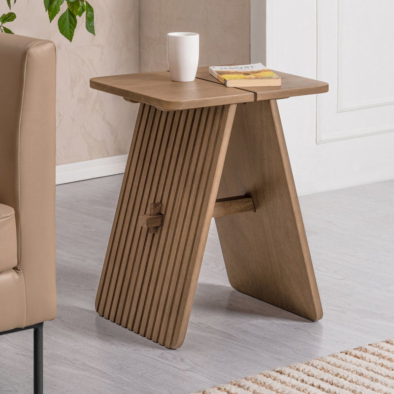 Lohan Solid Wood Rectangle Top End Table