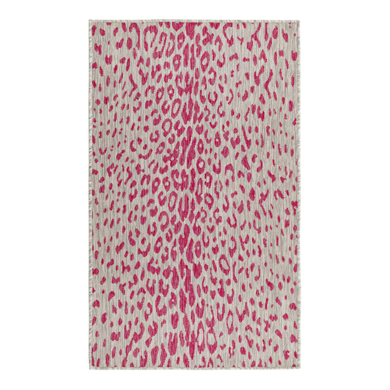 Tapis de safari d'extérieur rose et gris, Rectangle 3 pi x 5 pi 3 po