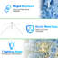 6 pi Tree arbre de Noël floqué bleu dégradé 、 200 lumières blanc chaud 、 485 pointes Structure structure à charnières Stand support en métal stable Corner coin de bureau 6 pi arbre de Noël floqué bleu avec 200 lumières douces, 485