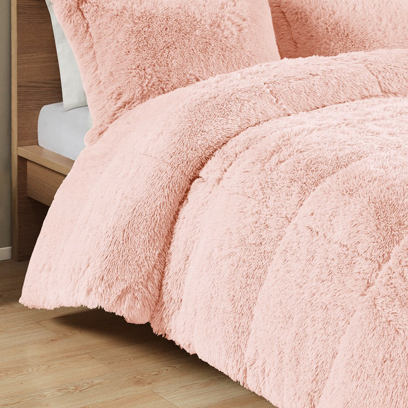Couette en fausse fourrure shaggy pour lit simple/simple XL - Blush Magnificent Interior