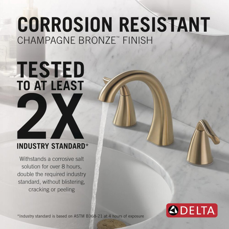 Arvo Widespread Bathroom Faucet 3 Hole, 2-handle Bathroom Sink Faucet with Drain Assembly, Champagne Bronze