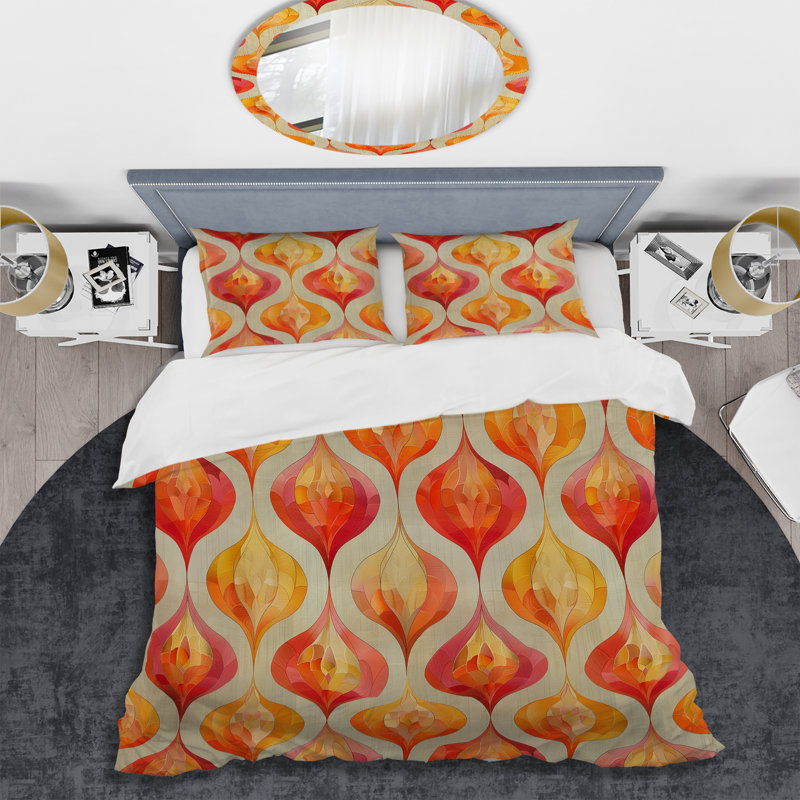 Ensemble de housse de couette moderne rose doré Modern Sunset Serenade I, King Duvet Cover + 2 King Shams