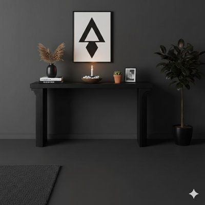 58-Inch Modern Minimalist Black Wooden Console For Entry, Living Room, And Hall – Versatile Decorative Accent