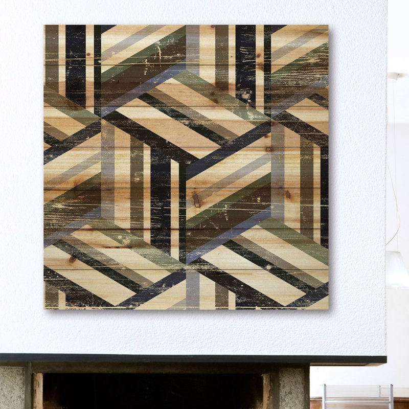 « line connections », impression sur bois, H 32 po x l 32 po