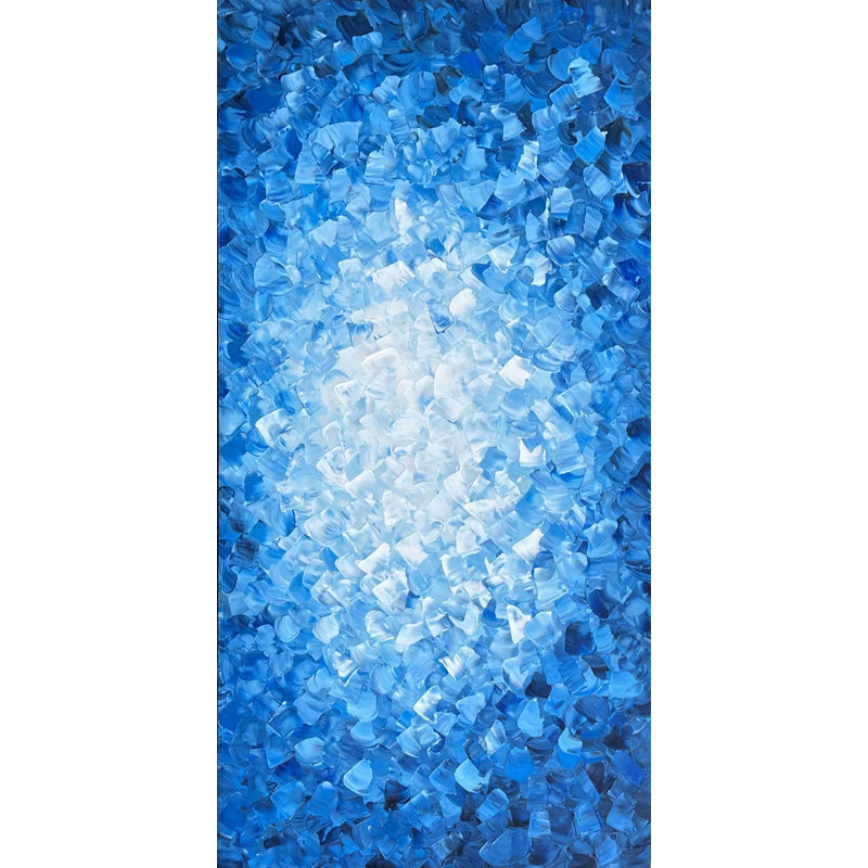 Art abstrait sur toile, "Aquatic Reflections", H 20 po x l 40 po x P 1,5 po
