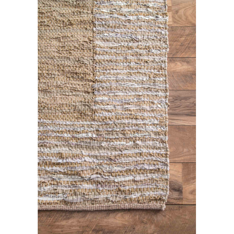 Tapis beige tissé à la main Monzon, Rectangle 7 pi 6 po x 9 pi 6 po
