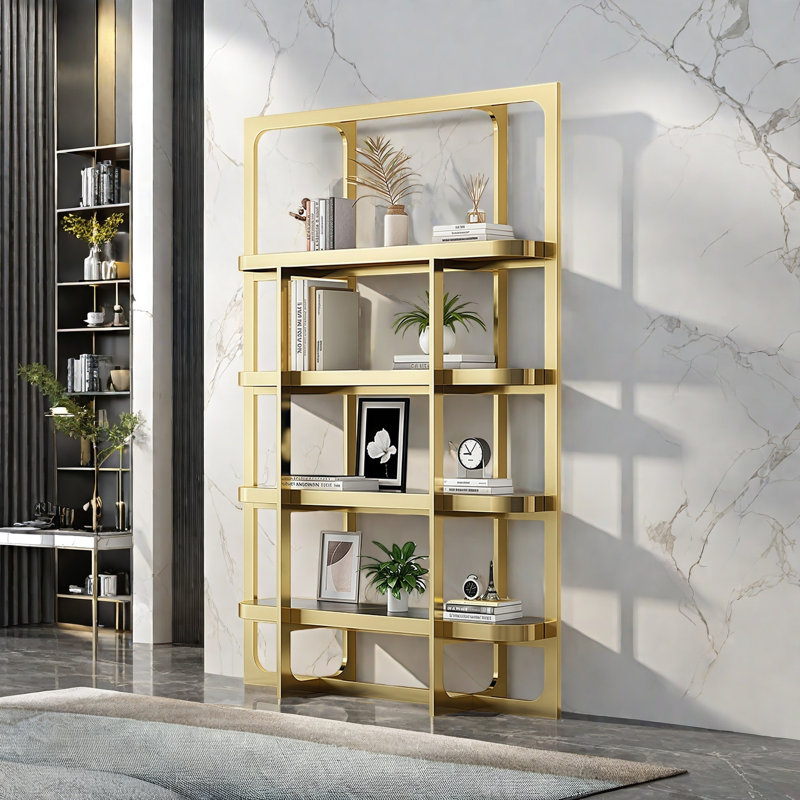 Une bibliothèque luxueuse et haut de gamme, (4 tablettes) H 78,7 po x l 59 po x P 13,7 po