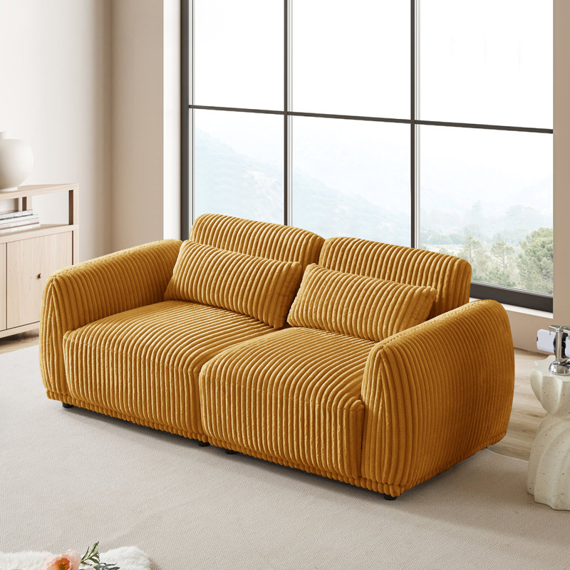 Emora , Velours côtelé jaune, H 29,13 po x l 72,83 po x P 35,03 po