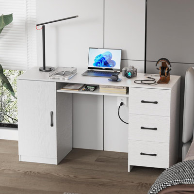 Computer Desk with Built-In Electrical Outlet