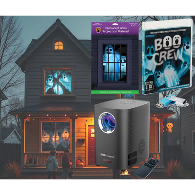 USB Projector Kit - AtmosFX Boo Crew USB + Projector + 48" x 72" Large Holographic Screen