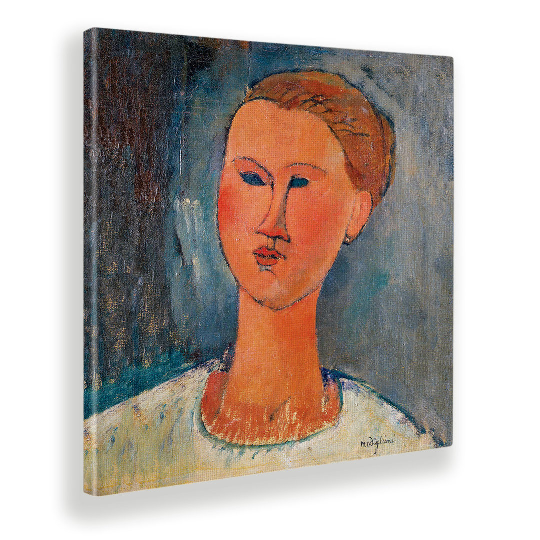 Wandbild Kopf einer jungen Frau von Amedeo Modigliani