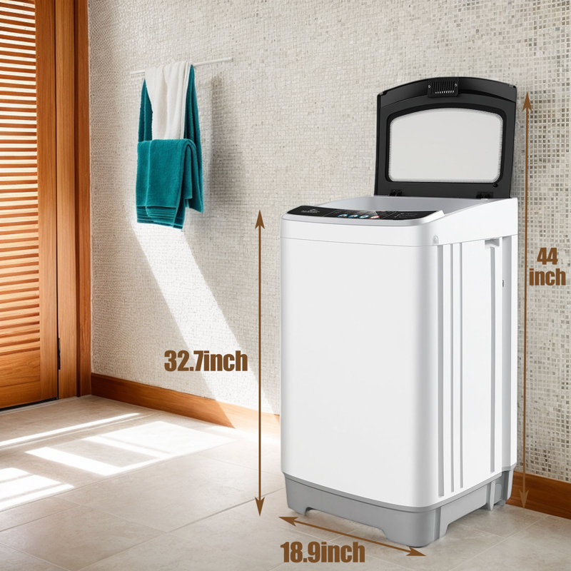 Portable Washing Machine, 17.8Lbs Capacity Full-Automatic Portable Washer, 2.4Cu.Ft Washer And Dryer Combo With Drain Pump, LED Display, 10 Programs & 8 Water Levels For Apartment Dorm RV
