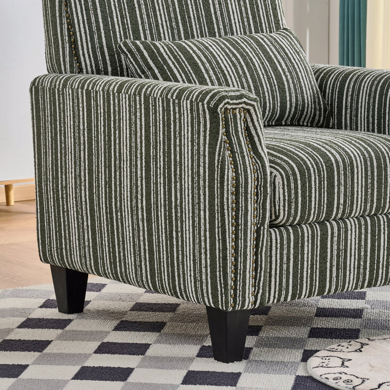 Fauteuil d'appoint de style moderne avec accoudoirs, fauteuil d'appoint rembourré en tissu confortable, Vert