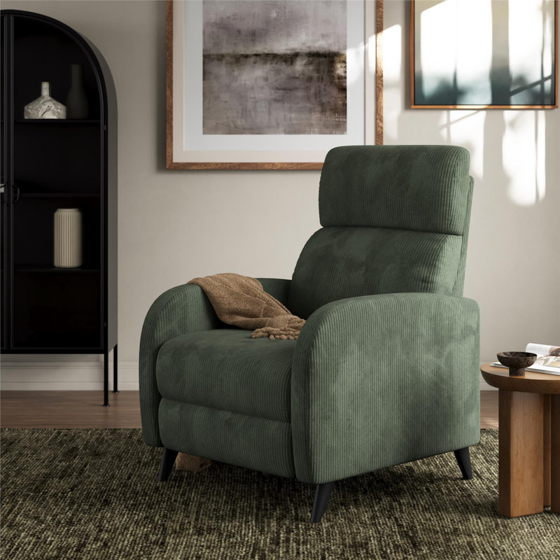 Bagtas Pushback Recliner, Green Corduroy
